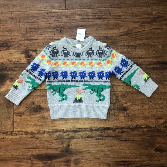 J. Crew Other - NWT - Crewcuts J crew boys, fair Isle sweater – dinosaur robot – size 2